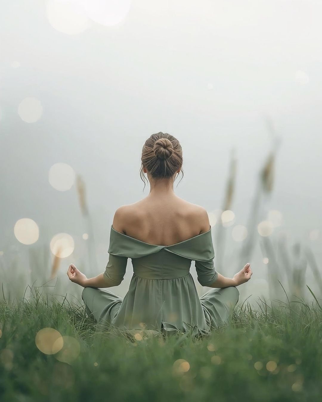 Mujer meditando en paz
